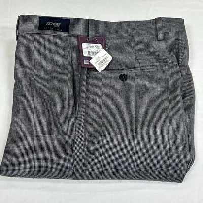 Jack Victor Kolt Dress Pants Men 32 Wool Zignone Super 100s Houndstooth Unhemmed - Image 1 of 4