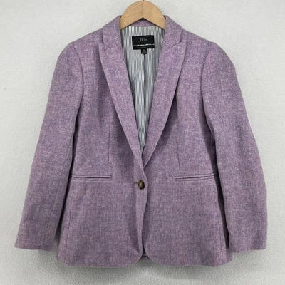 Blazer J.CREW Mujer 2P Petite PARKE Lana Tweed Un Botón Traje Chaqueta Púrpura Foto 1 de 4