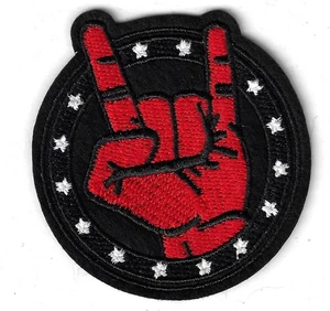 Collectible Music Fabric Iron-on Patch Hand Signal for Rock, Punk, Metal Band - Picture 1 of 2