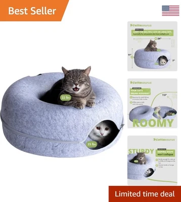 Comfy Light Gray Cat Cave - Washable Bed for Cats & Small Dogs, Stylish Retreat - Image 1 of 4
