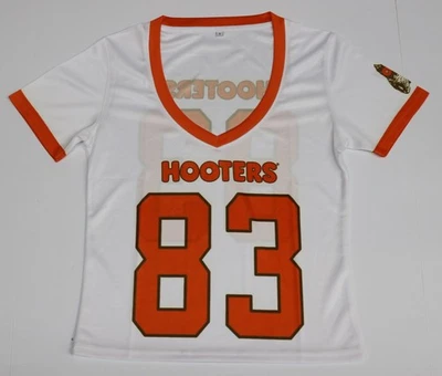 NEW! AUTHENTIC (S) HOOTERS GIRLS WAITRESS 83 FOOTBALL JERSEY SMALL UNIFORM TOP - Image 1 of 4