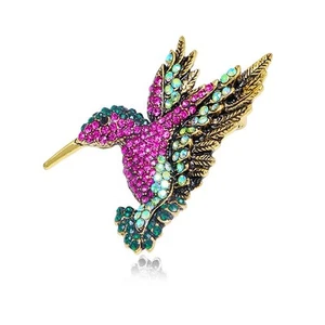 Vintage Rhinestone Hummingbird Brooch Pin for Women Girls Birthstone Animal Bird - Picture 1 of 6