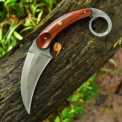 Custom Handmade Beautiful D2 Steel Blade Karambit Knife With Leather Sheath - Image 1 of 4