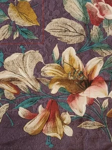 Vintage OSCAR DE LA RENTA Silk Scarf 30” Square Purple Red Yellow Floral Japan - Picture 1 of 11