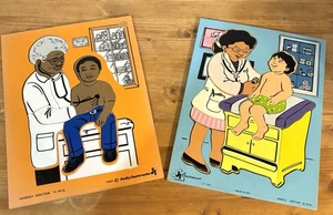 Vintage Judy Instructo Wooden Puzzle Lot Of 2 1981 Doctor & 1997 Woman Doctor - Picture 1 of 20