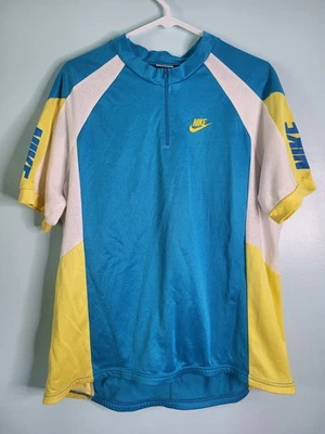 Vintage Nike Cycling Jersey Shirt Blue Spell Out Men's Size L 90s Retro - Image 1 of 4