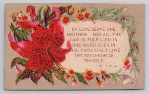 Bibelvers Viktorianische Karte Galationen 5,13-14 Blumen - Bild 1 von 3