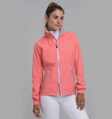 NUEVA Chaqueta de Lluvia Zero Restriction Olivia Con Capucha Naranja Golfo Talla XS Cremallera US$250 Foto 1 de 4