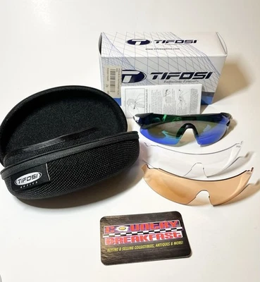 TIFOSI Podium XC Sunglasses Black White 3 Interchangeable Lenses w/ Case BNIB! - Image 1 of 4