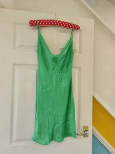 Ladies Bright Green Strappy Slip Dress By Bershka Size Medium - Picture 1 of 8