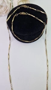 14 Kt Gold gefüllt Halskette und Armband geometrischer Stab und Glied sehr guter Zustand - Bild 1 von 10