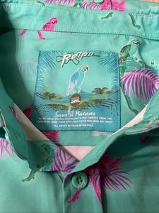 Retro Rifle "Saws And Macaws" Shirt Men's 3XL Hawaiian Button Down AOP Turquoise - Picture 1 of 15