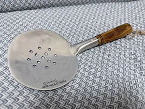 Uzbek plov lid, Uzbekistan Handmade Stainless Steel Skimmer (32 cm or 12.5 inch) - Picture 1 of 6