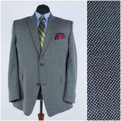 Mens Knitted Blazer 52R UK Size Grey Textured Wool Sport Coat Jacket - Image 1 of 4