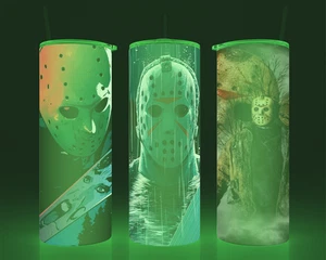 Jason Friday The 13th Glow In Dark 20 OZ TAZZA BICCHIERE ACCIAIO INOX + COPERCHIO/PAGLIA - Foto 1 di 24