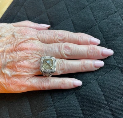 Anillo Scott Kay Champagne Cuarzo y Diamante Plata de Ley, Talla 7, Nuevo sin Etiquetas Foto 1 de 4