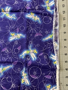 Disney Tinkerbell Fairy Purple 27”x 44” Cotton Fabric - New - Picture 1 of 3