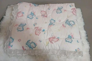 Vintage BabyRest Quilt Pink Blue Cats Kittens Baby Comforter Quilt Bedding NWOT - Picture 1 of 5