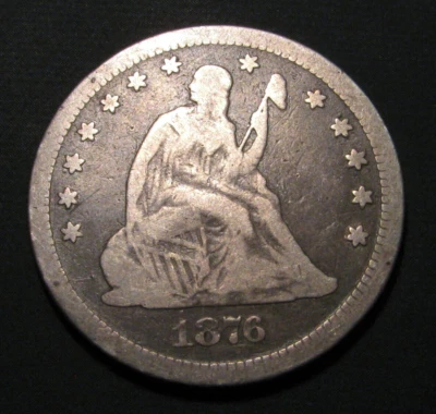 OLD US COINS SILVER 1876 CC LIBERTY SEATED QUARTER CARSON CITY 25C - Image 1 of 2