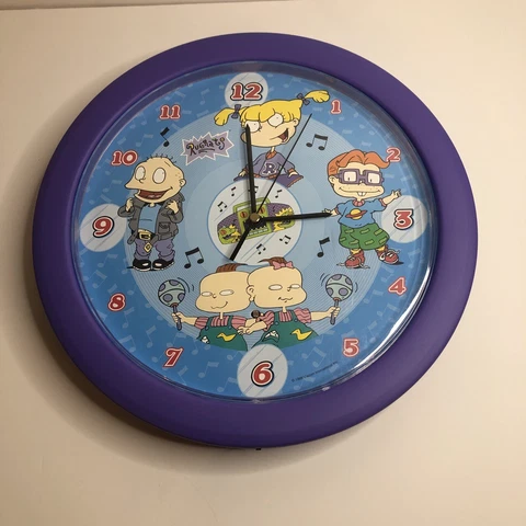 Vintage 1999 Rugrats 12” Purple Talking Wall Clock Radio Shack See Description Cover