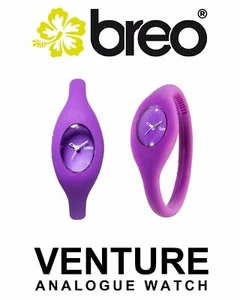 2x OROLOGIO sportivo analogico BREO Venture cinturino da polso in silicone viola piccolo 16 cm - Foto 1 di 3