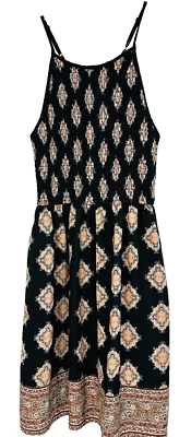 Vestido Xhilaration Sin Mangas Elástico Corpiño Negro Multicolor Correas Ajustar Talla Lg Foto 1 de 4