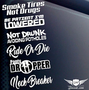 6 DECAL STICKER VINYL PACK LOT JDM CAR EURO NECK BREAKER DRUNK TUNER BOOST KDM - Picture 1 of 2