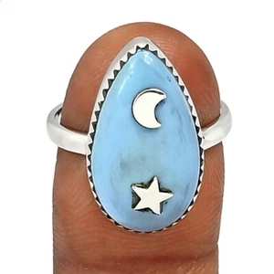 Moon & Star - Natural Owyhee Opal 925 Sterling Silver Ring Jewelry s.9 CR63624 - Picture 1 of 1