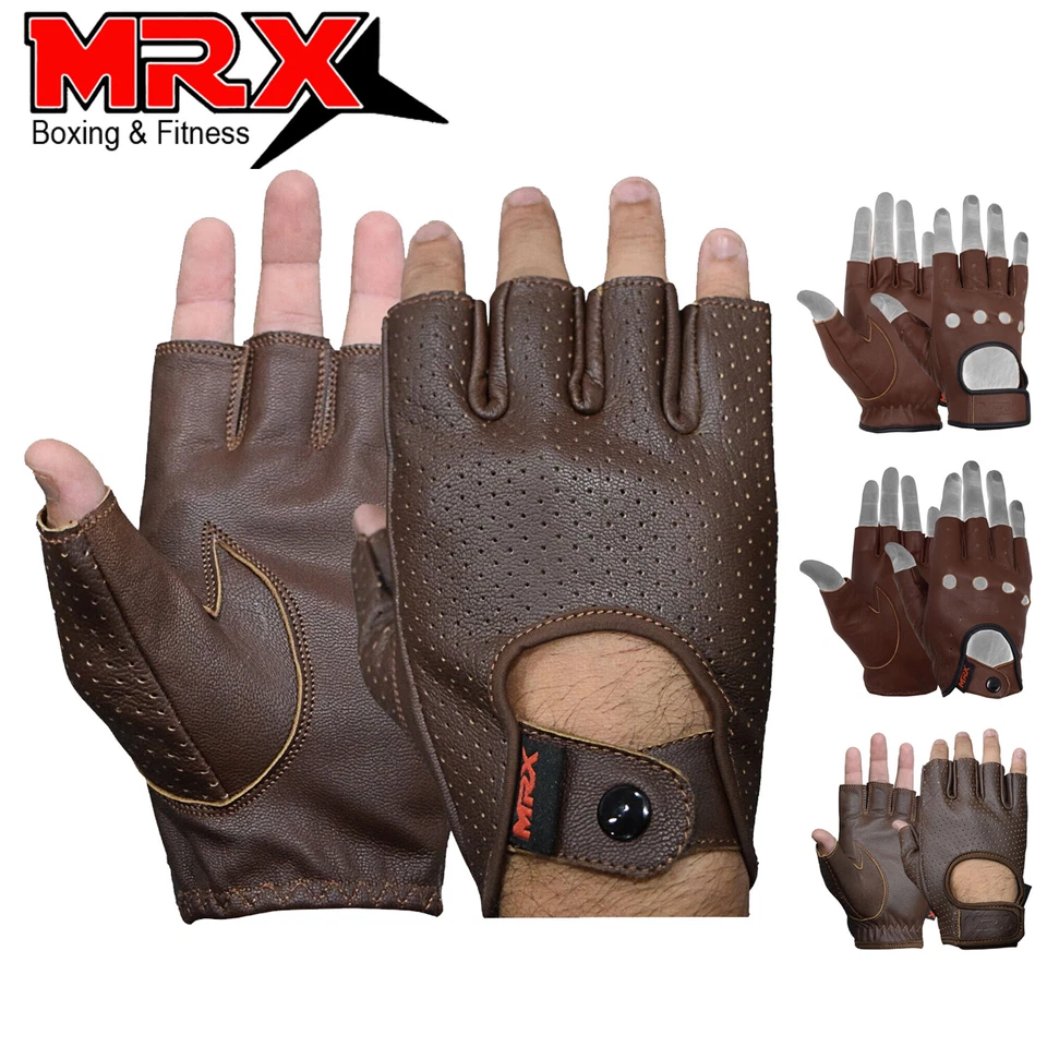 Guantes de conducción MRX para hombre básicos de cuero de cabra suave sin dedos guante de coche de motociclista Foto 1 de 4