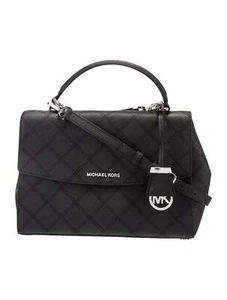 Michael Kors Ava Handbag Medium Saffiano Leather Convertible Satchel Bag Black - Picture 1 of 5