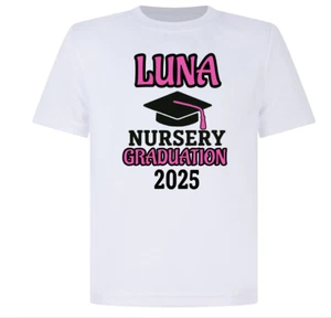 Children's Kids Personalised Nursery Leavers Graduation T-Shirt 2025 - Picture 1 of 10
