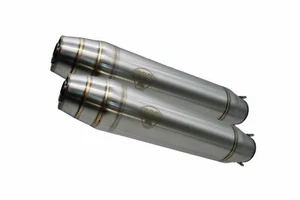 Triumph Bonneville T140 1976-1983 GPR Deeptone Inox  Cafe Racer Double silencer - Picture 1 of 3