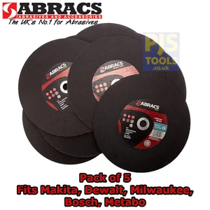 5 x Abracs 350mm x 2.8mm 25.4mm thin metal cutting slitting discs steel chop saw - Picture 1 of 2