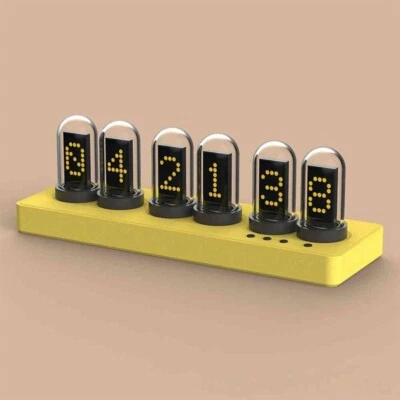 MiniIPS 6 Digit Clock Pseudo Glow Tube Clock Desktop Alarm Clock IPS Screen os67 - Image 1 of 2