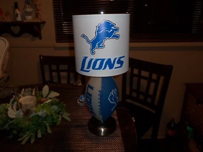 DETROIT LIONS FOOTBALL TABLE LAMP (HANDCRAFTED) - Image 1 of 4