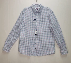 Johnnie O Hangin Out Flanellhemd XL blau rosa kariert langarm NEU - Bild 1 von 7