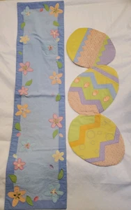 Spring Happy Flowers and Easter Table Runners Cotton Centerpiece - Lot of 2 - Picture 1 of 12