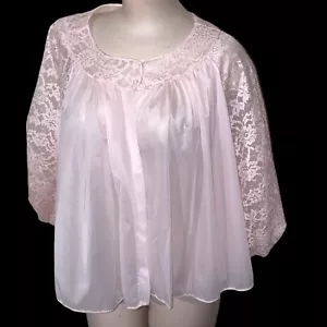 Giacca letto nylon vintage rosa pizzo femminile Sissy VANITY FAIR taglia M - Foto 1 di 7