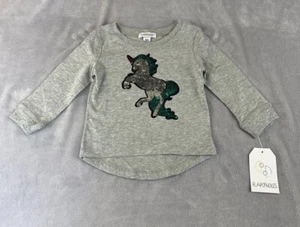 Flapdoodles Girls Long Sleeve Gray sequin Unicorn Shirt Size 18M - Picture 1 of 6