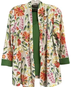 Bob Mackie 2 Piece Top Size Small Green Tank Top Square Neck Floral Cover Up - Picture 1 of 10