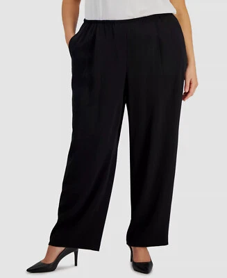 Pantalones Kasper para mujer negros de pierna ancha talla grande 1X Foto 1 de 3