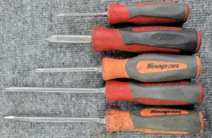 Snap On Tools Screwdriver Set Of 5, Phillips And Flat Head - Foto 1 di 5