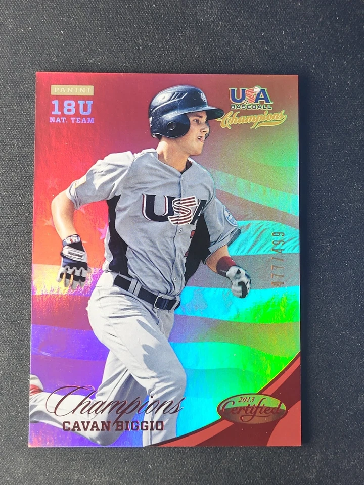 2013 USA Champions Baseball Certified Cavan Biggio TORONTO BLUE JAYS RC Red /499 - Image 1 of 2