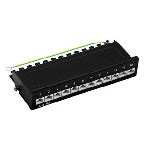 Panel krosowy Cat6A 500MHz 12-portowy 1U ekranowany biurko natynkowe czarny ProfiPatch - Zdjęcie 1 z 11