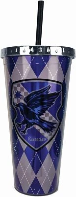 Spoontiques 21610 Ravenclaw Foil Cup w/Straw, 20 ounces, Blue,Mugs Foto 1 de 3
