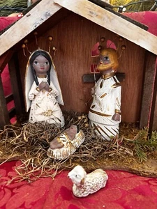 Presepe natalizio arte popolare messicana fatto a mano 12 pezzi ceramica oro bianco - Foto 1 di 10