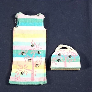 1965-66 Skipper Sunny Pastels Dress & Purse #1910 Barbie Clothes - Picture 1 of 4