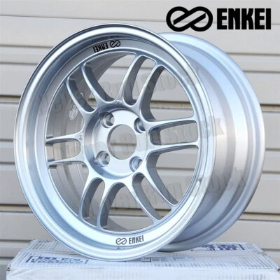 正品 ENKEI RPF1 16x8 4x100 +38 偏移银色 12 SPOKES 运动 4 轮套装 — 第 1/4 张图片