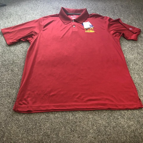 Champion Polo Shirt Mens Large Red Iowa State Cyclones NWT Short Sleeve Football Cover