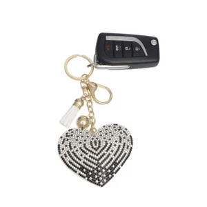 Llavero Sparkling Love Negro Blanco Acolchado Corazón - Imagen 1 de 2